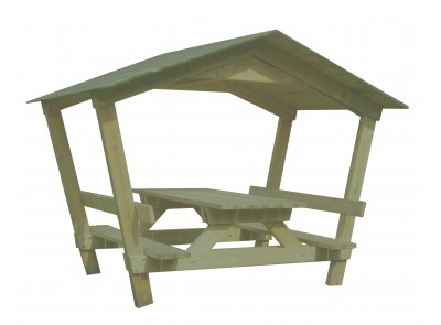 TABLE BANC CASTOR AVEC TOIT