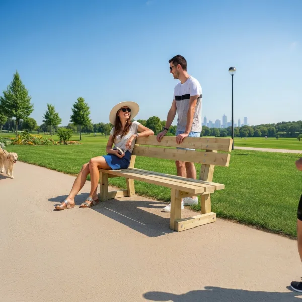 Banc en bois dans un parc — Mobilier urbain