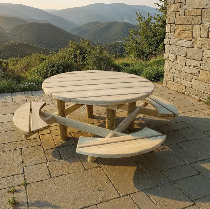 Table pique-nique ronde en bois pour collectivités
