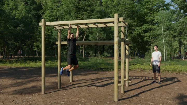 Structure de barres de traction en bois extérieur